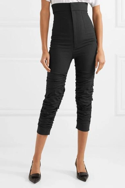 Shop Jacquemus Le Corsaire Froncé Ruched Stretch-wool Skinny Pants