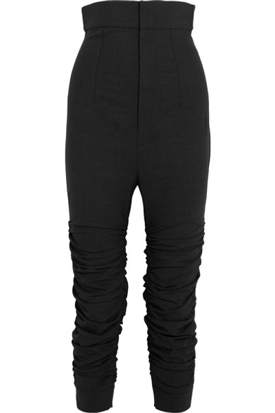 Jacquemus Le Corsaire Froncé Ruched Stretch-wool Skinny Pants In 14970 Dark Grey