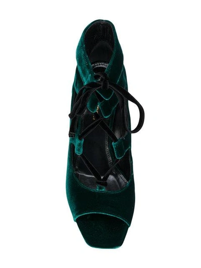 Shop Saint Laurent Loulou 70 Lace-up Sandals - Green