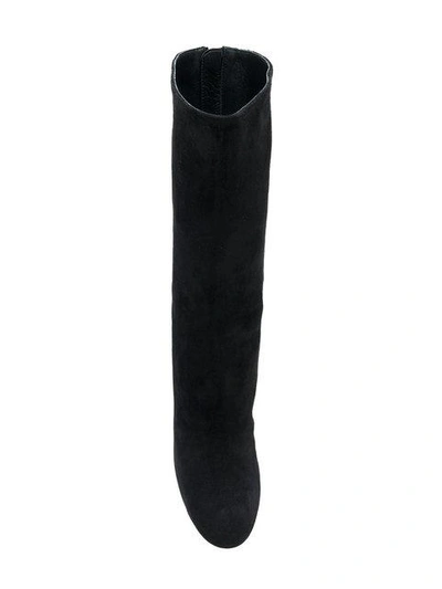 Alexander Mcqueen Metallic-heel Suede Ankle Boots In Black