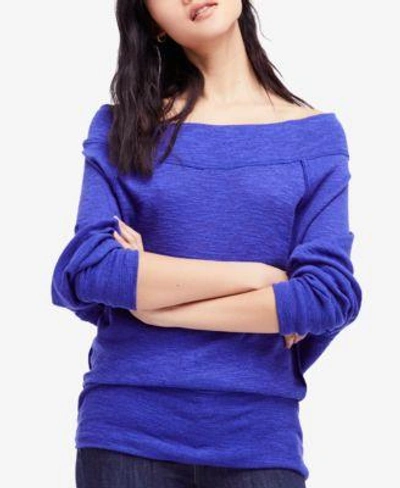 Shop Free People Palisades Off-the-shoulder Sweater In Blue