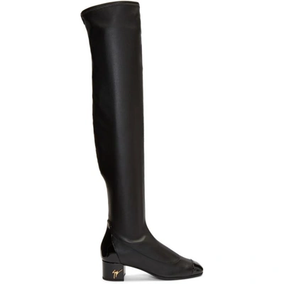 Shop Giuseppe Zanotti Black Quad Over-the-knee Boots