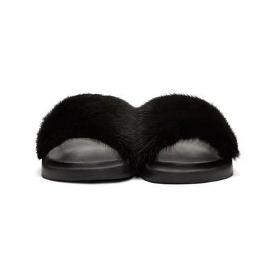 Shop Givenchy Black Mink Fur Slides In *001 Black