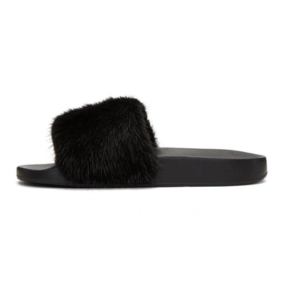 Shop Givenchy Black Mink Fur Slides In *001 Black