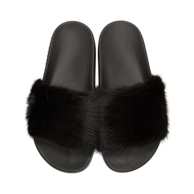 Shop Givenchy Black Mink Fur Slides In *001 Black