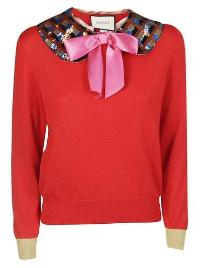 Shop Gucci Sequin Detail Sweater In Fuxia