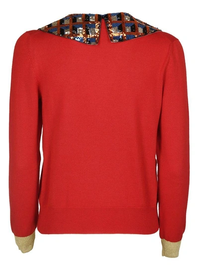 Shop Gucci Sequin Detail Sweater In Fuxia