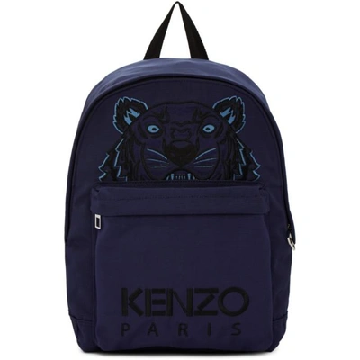 Kenzo Tiger Embroidered Nylon Canvas Backpack In Navy | ModeSens