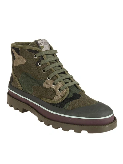 Shop Valentino Camouflage Ankle Boots In Verde