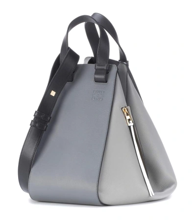 Shop Loewe Hammock Leather Tote In Grey Multicolor