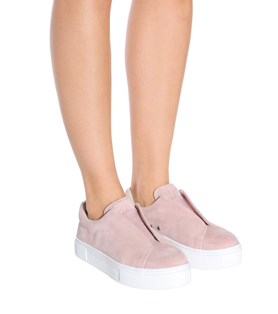 blush colored slip on sneakers