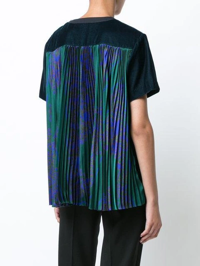 Shop Sacai Iridescent Chiffon Panel T-shirt - Green