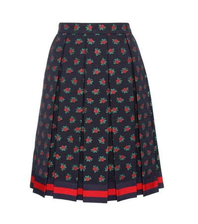 Shop Gucci Pleated A-line Skirt In Blue