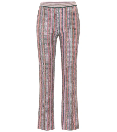 Missoni Check Knit Crop Flare Pants In Check Lamé