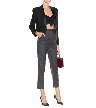 Shop Dolce & Gabbana Fubea Wool Trousers In Melaege Grey