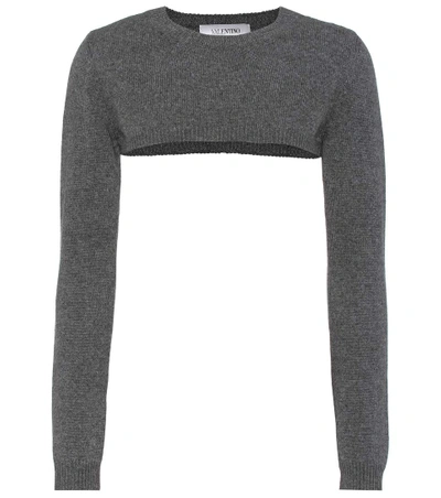 Valentino Cropped Cashmere Sweater In Grey