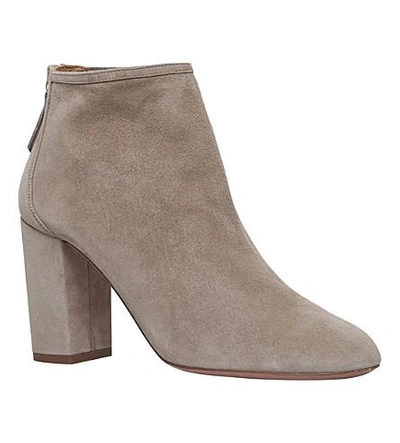 Shop Aquazzura Downtown 85 Suede Heeled Ankle Boots In Grey