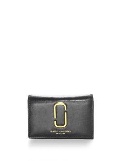 Shop Marc Jacobs Leather Tri-fold Wallet In Black
