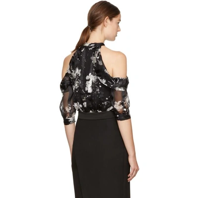 Shop Erdem Black Elin Off-the-shoulder Blouse In Black/ecru