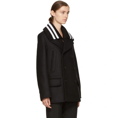 Shop Givenchy Black Wool Double-breasted Peacoat