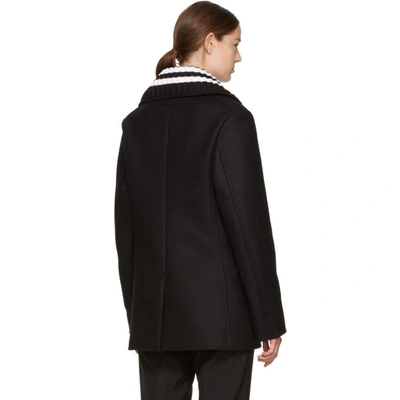 Shop Givenchy Black Wool Double-breasted Peacoat