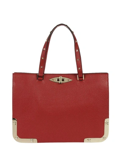 Shop Red Valentino Star Studded Tote In Lacca