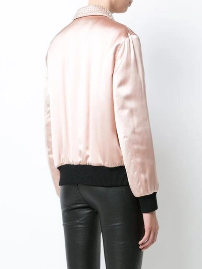 Saint Laurent Crystal-embellished Bomber Jacket In Pink