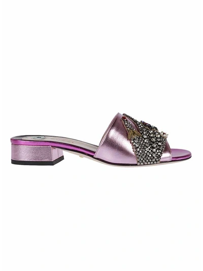 Shop Gucci Crystal Hand Applique Sandals In Rosa