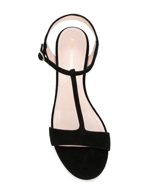 Nicholas Kirkwood 'casati' Pearl Heel T-strap Suede Sandals In Black ...