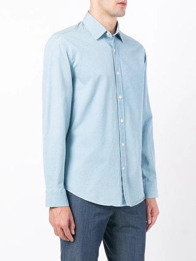 Shop Hardy Amies Denim Twill Shirt - Blue