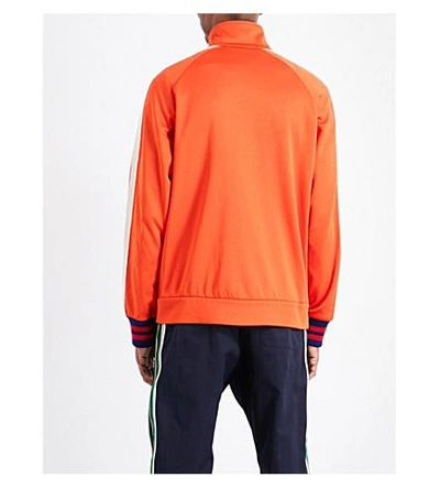 Shop Gucci Logo-print Panel Jersey Jacket In Orange