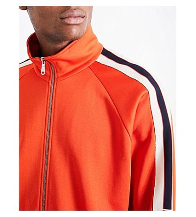 Shop Gucci Logo-print Panel Jersey Jacket In Orange