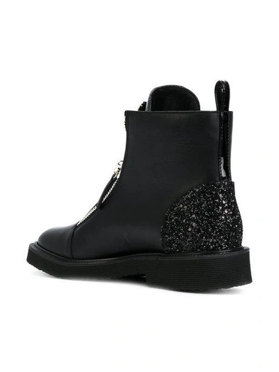 Shop Giuseppe Zanotti Kat Glitter Panel Boots In Black