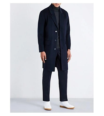 Shop Sandro Single-breasted Wool And Cashmere-blend Coat In Black
