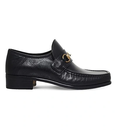 Shop Gucci Vegas Leather Loafers In Black