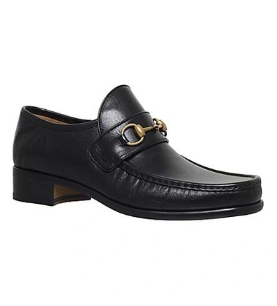 Shop Gucci Vegas Leather Loafers In Black