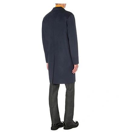 Shop Sandro Single-breasted Wool And Cashmere-blend Coat In Blue