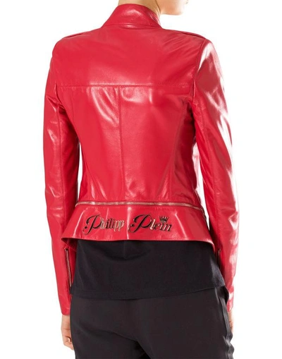 Shop Philipp Plein Leather Jacket "l´avana"