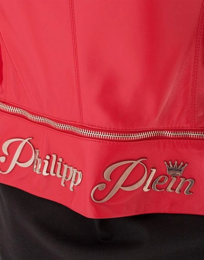 Shop Philipp Plein Leather Jacket "l´avana"