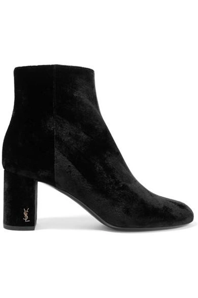 Shop Saint Laurent Loulou Velvet Ankle Boots
