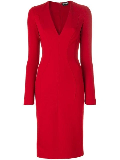 Shop Tom Ford Fitted Midi Dress - Red