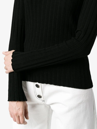 Shop Simon Miller Devola Crew Neck Ribbed Top In Black