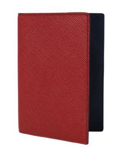 Shop Smythson Panama Passport Cover In Red