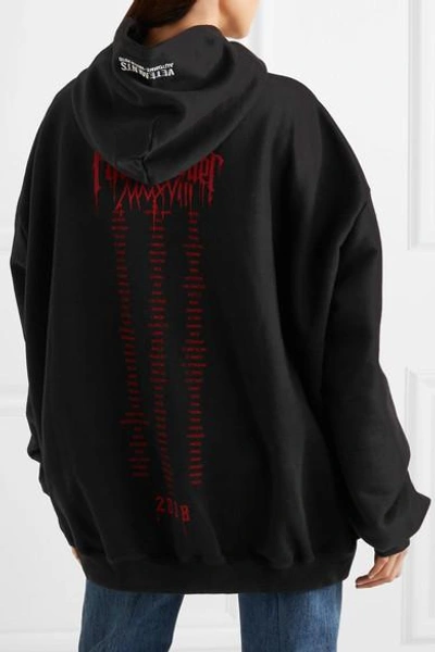 Shop Vetements Oversized Printed Cotton-blend Jersey Hooded Top