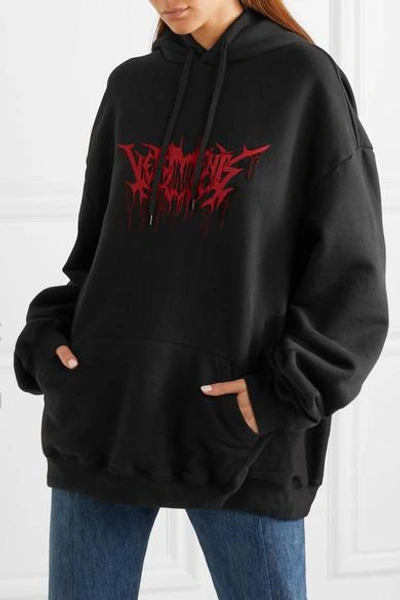 Shop Vetements Oversized Printed Cotton-blend Jersey Hooded Top