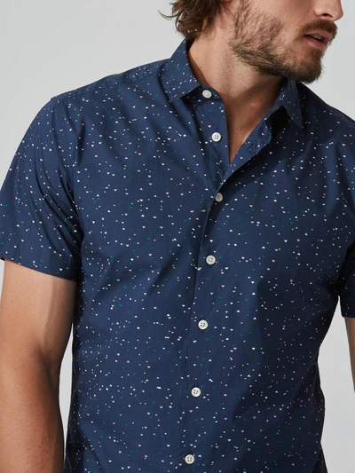 Shop Frank + Oak Mini-triangle-print Poplin-cotton Shirt In Navy