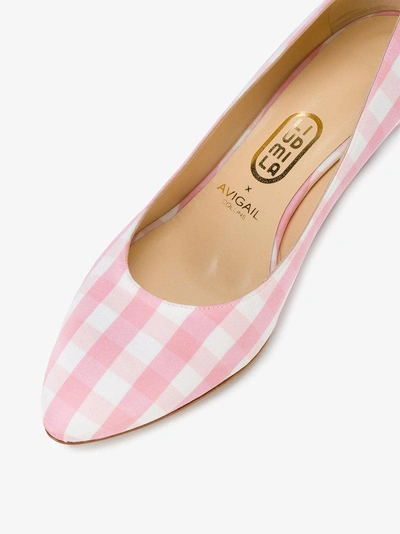 Shop Liudmila X Avigail Anklet Gingham 65 Pumps In Pink/purple