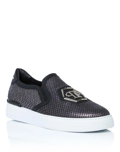 Shop Philipp Plein Slip On "skull Bronze"