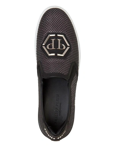 Shop Philipp Plein Slip On "skull Bronze"