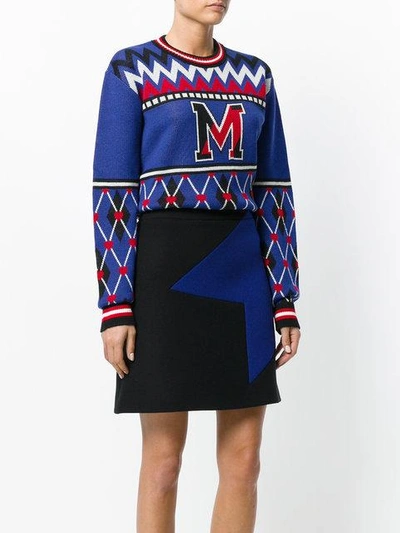 Shop Msgm Geometric Motif Mini Skirt